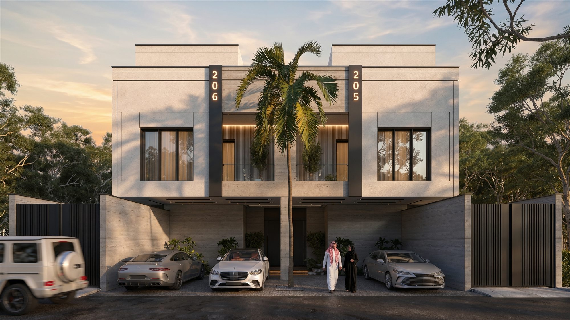 مجمع سكني حديث - وحدتان متلاصقتان